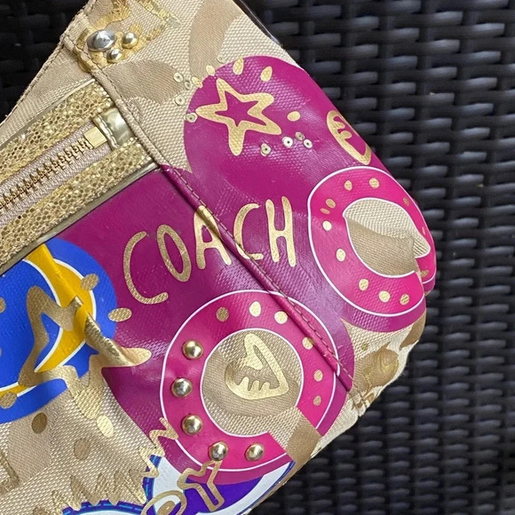Coach Poppy Pop C CPLIQUE GROOVY SHOULDER BAG F15309 Multicolor Canvas/Leather - Picture 13 of 17